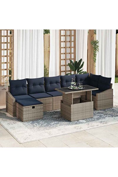 vidaxl Set de canapele pentru gradina cu perna 8 pcs Gri poliratan