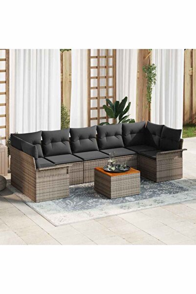 vidaxl Set de canapele pentru gradina cu perna 8 pcs Gri poliratan