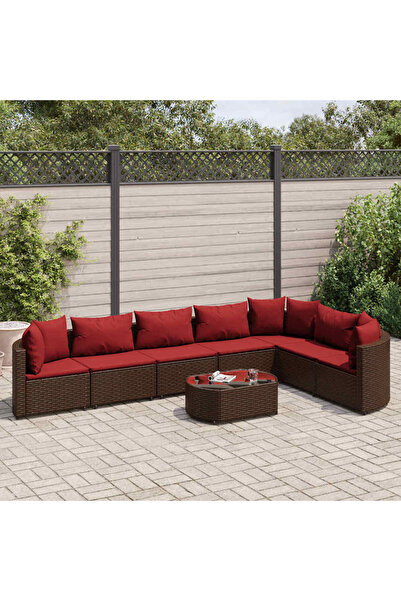 vidaxl Set canapele de gradina cu perne, 8 piese, maro, poliratan