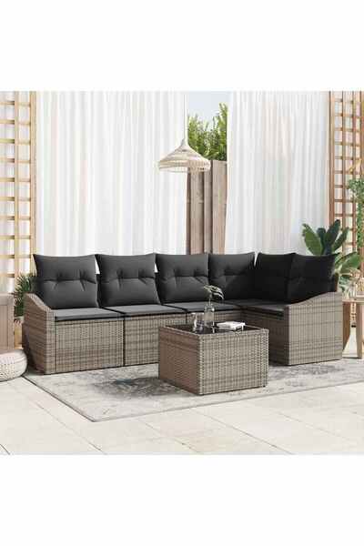 vidaxl Set de canapea cu perna 6 pcs Gri poliratan