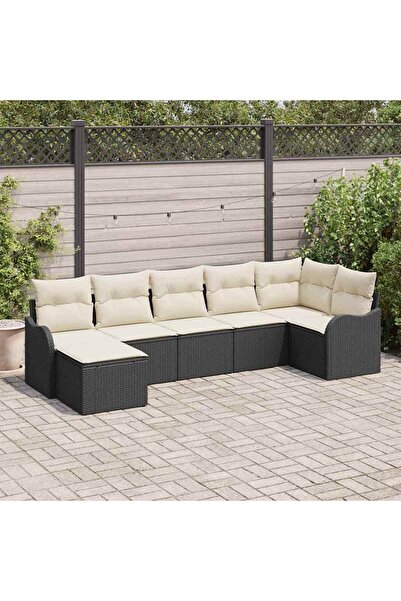 vidaxl Set de canapele pentru gradina Negru poliratan