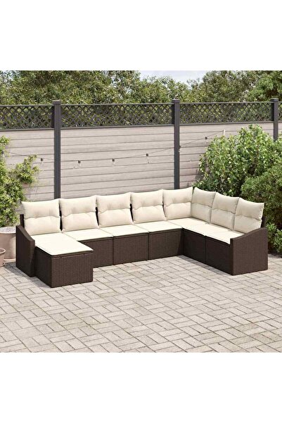 vidaxl Set de canapele pentru gradina 8 pcs Maro È™i Crem poliratan