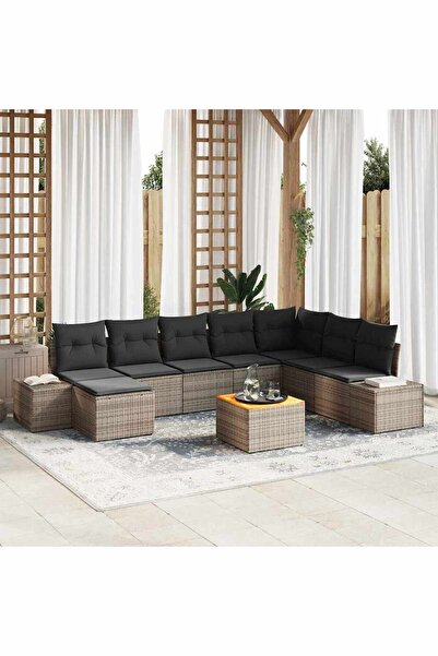 vidaxl Set de canapele pentru gradina 9 pcs Gri