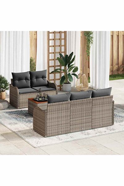 vidaxl Set de canapele pentru gradina cu perna 6 pcs Gri poliratan