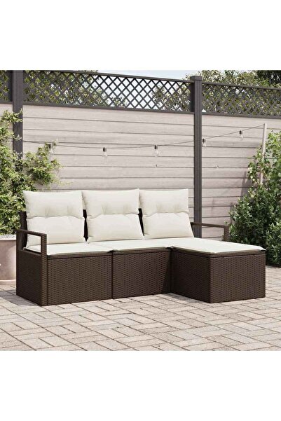 vidaxl Set de canapea 4 pcs Maro poliratan
