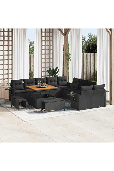 vidaxl Set de canapele pentru gradina 13 pcs Negru poliratan