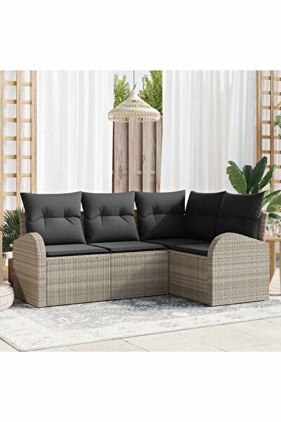 vidaxl Set de canapele pentru gradina 4 pcs Gri deschis poliratan