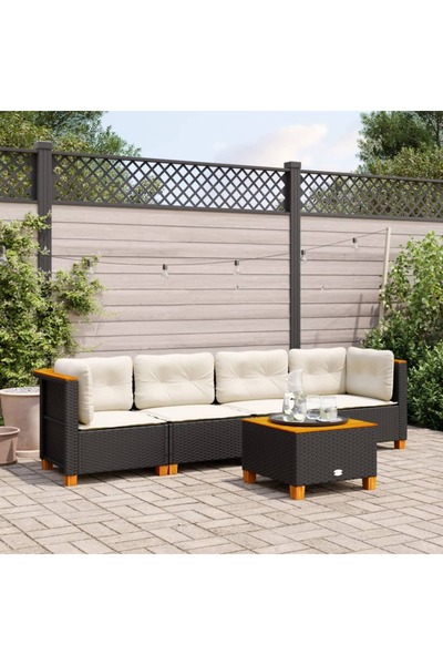 vidaxl Set mobilier de gradina cu perne, 5 piese, negru, poliratan