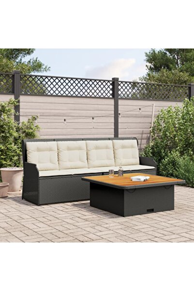 vidaxl Set mobilier de gradina cu perne, 3 piese, negru, poliratan