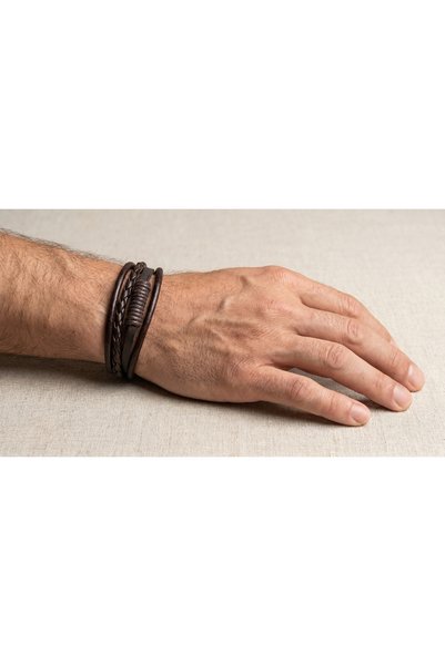 robel Men’s Multi-Layer Leather Bracelet – Stylish Braided Wrap Wristband