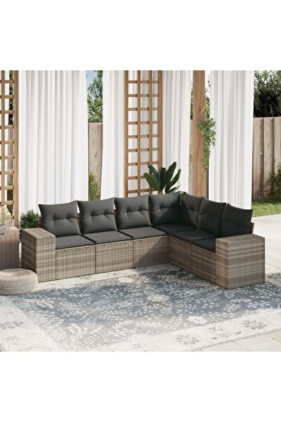 vidaxl Set canapele de gradina cu perne, 6 piese gri deschis poliratan