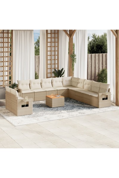 vidaxl Set canapele de gradina cu perne, 12 piese, bej, poliratan
