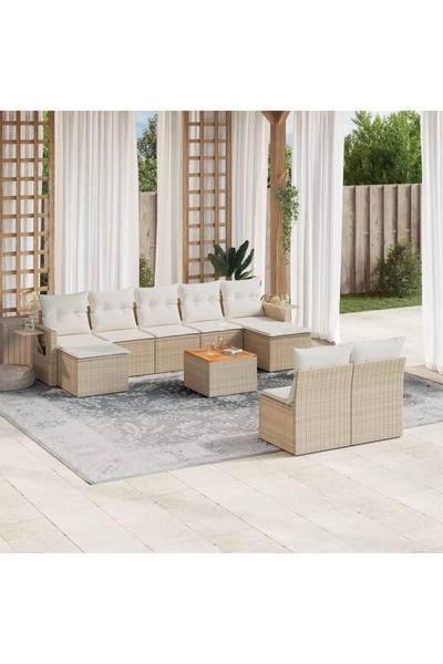 vidaxl Set canapele de gradina cu perne, 10 piese, bej, poliratan