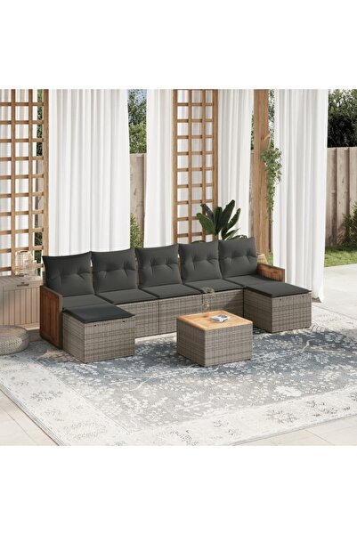 vidaxl Set canapele de gradina cu perne, 8 piese, gri, poliratan