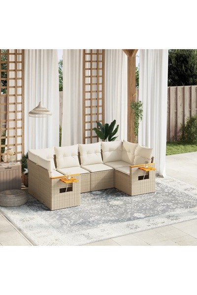 vidaxl Set canapele de gradina cu perne, 6 piese, bej, poliratan