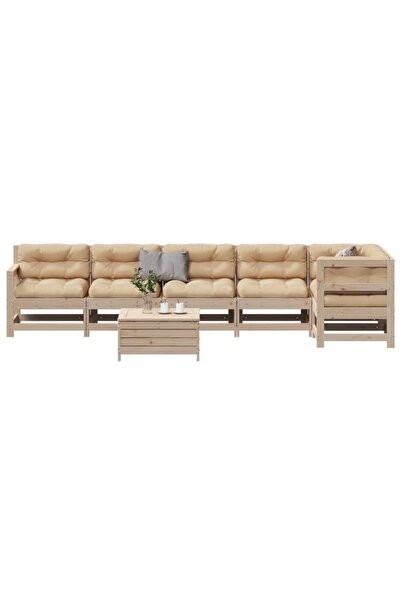 vidaxl Set mobilier de gradina cu perne, 7 piese, lemn masiv de pin