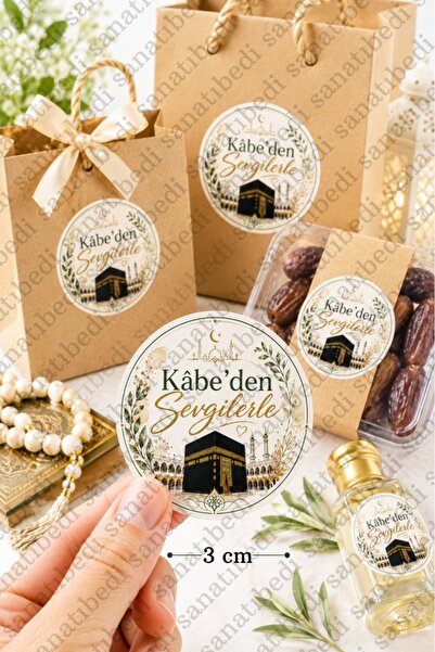 sanatıbedi Kabe’den Sevgilerle Temalı Hac Umre için Hediye Etiketi - Paketlem...