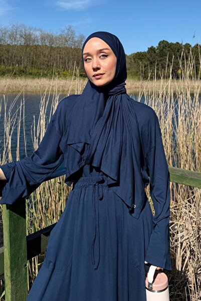 Ceylan Otantik Navy Blue Viscose Shawl