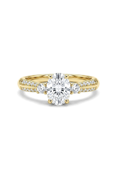 h&b design jewel Çelik Midi Oval Tek Taşlı Yüzük