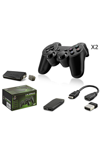 EkoAlışverişDünyam Retro Oyun Stick Hdmi Çift Gamepad Seti 2.4G Kablosuz - Si...