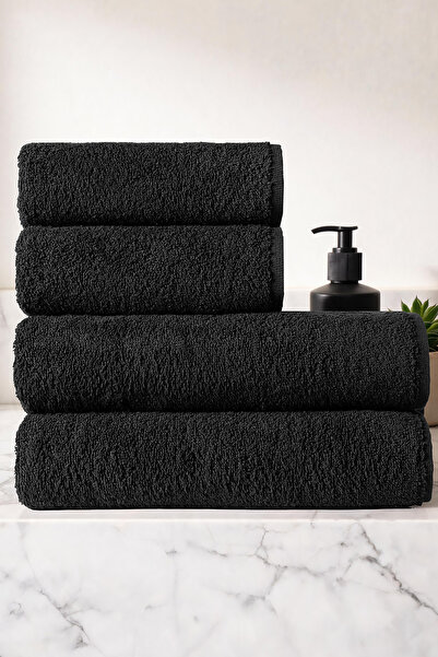 DNZGÜLCAN Set of 4 Black Towels 100% Cotton |   2 Pieces 70X140 + 2 Pieces 50...