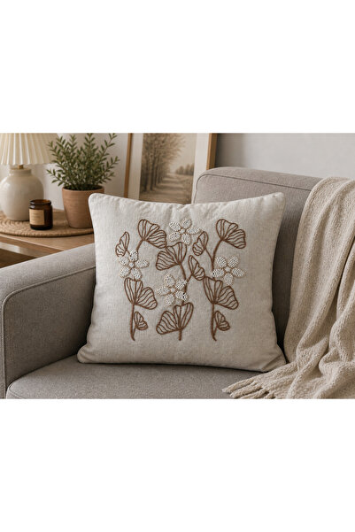 Livera Home Modern Pullu, Taşlı & Punch Nakışlı Kırlent Kılıfı (43x43)