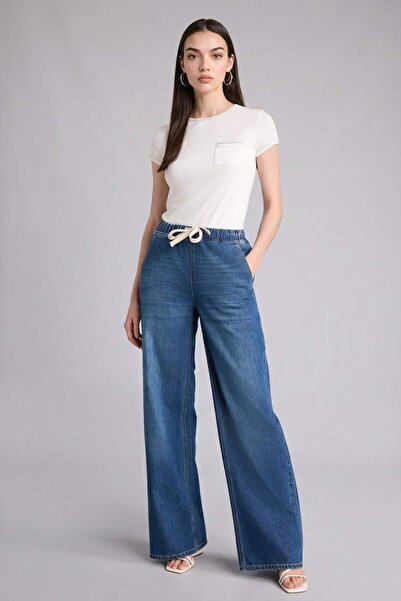 DeFacto Wide Leg High Waist Wide Leg Long Soft Jean Trousers H3520Ax26Sm