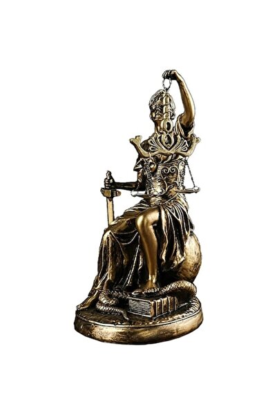 OEM Statuie a Zeiței Justiției, Zeița Temis, pe glob, aurie, 26,5 cm