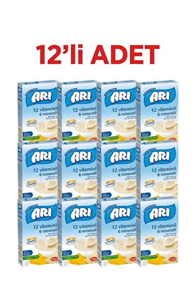 Arı Mama 12 ADET PİRİNÇ UNU 250GR SÜTLÜ 12 VİTAMİNLİ 6 MİNERALLİ 12 ADET
