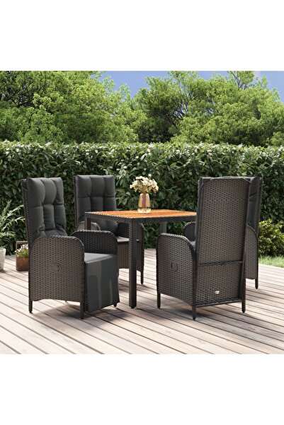 Concept Set mobilier de grădină cu perne, 5 piese, negru, poliratan