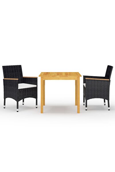 vidaxl Set mobilier de gradina, 3 piese, negru
