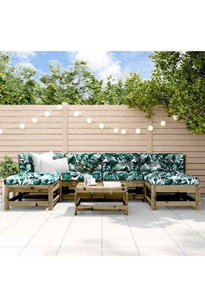 Concept Garden furniture set with cushions, 7 pieces, treated pine wood