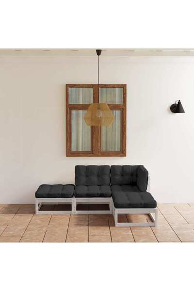 vidaxl Set mobilier de gradina cu perne, 4 piese, lemn masiv de pin