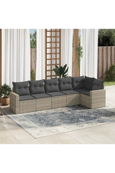 vidaxl Set canapele de gradina cu perne, 6 piese gri deschis poliratan