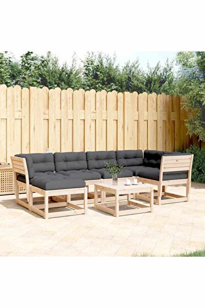vidaxl Set canapele de gradina cu perne, 6 piese, lemn masiv de pin