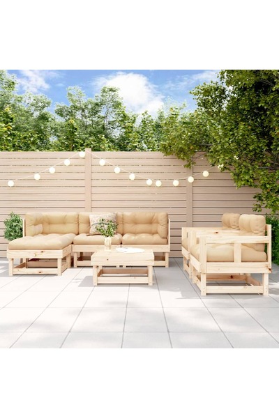 vidaxl Set mobilier de gradina, 7 piese, lemn masiv de pin