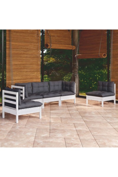 vidaxl Set mobilier gradina cu perne, 5 piese, lemn masiv de pin