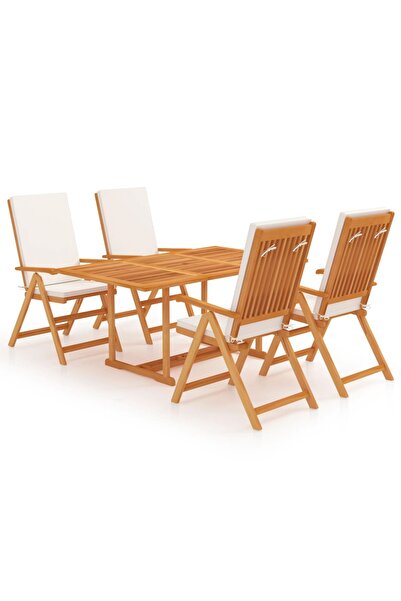 vidaxl Set mobilier de gradina cu perne, 5 piese, lemn masiv de tec