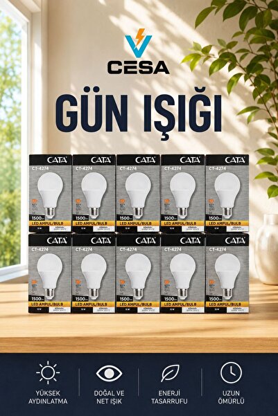 cesaa elektirik Cata Led Ampul Günışığı 10 Adet Ct-4274 3200k 15 Watt