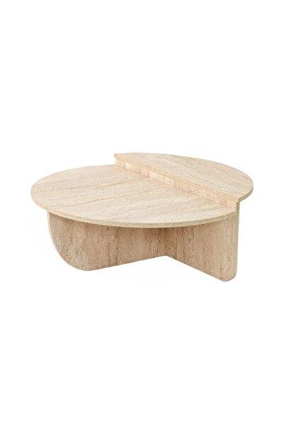 OEM Masă de cafea rotundă D90x35 cm – MDF melaminat de 18mm, Travertin, Asamb...
