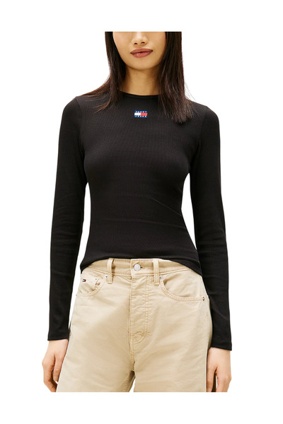 Tommy Hilfiger Γυναικείο Slim Μακρυμάνικο T-shirt Μαύρο Tommy Jeans DW0DW2017...