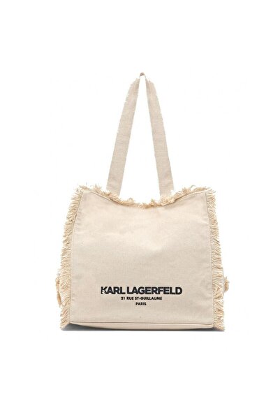 Karl Lagerfeld Γυναικεία K/Rsg Fringes Tote Τσάντα Εκρού B2W50021-106