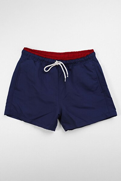MARKAPIA Men's Flat Pocket Mesh Blue Swim Shorts