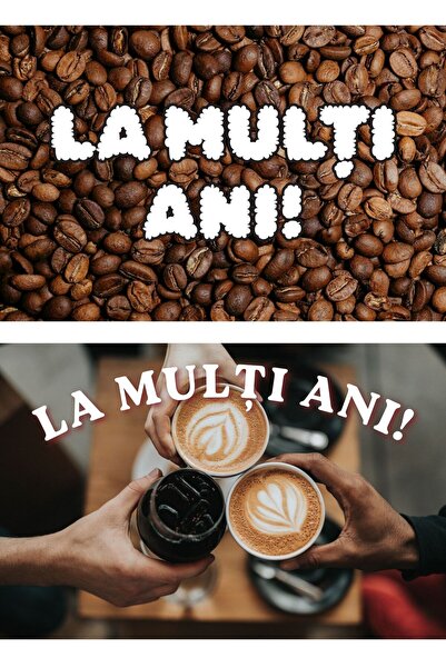 OEM Set 2 Felicitări La Mulți Ani Tematică Cafea, Design Elegant, Carton 250g...