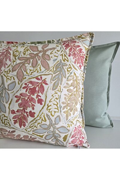 Fabric by Gülçin KETEN PAMUKLU DOKU KUMAŞ EKRU-RENKLİ ÇİÇEK DESEN KIRLENT KILIFI