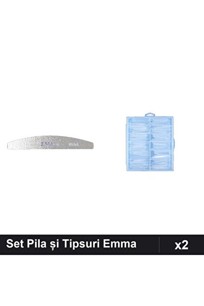 Makeup Set 2 Pila Unghii Emma 80/80 și Tipsuri Reutilizabile 120 Bucăți, Mani...
