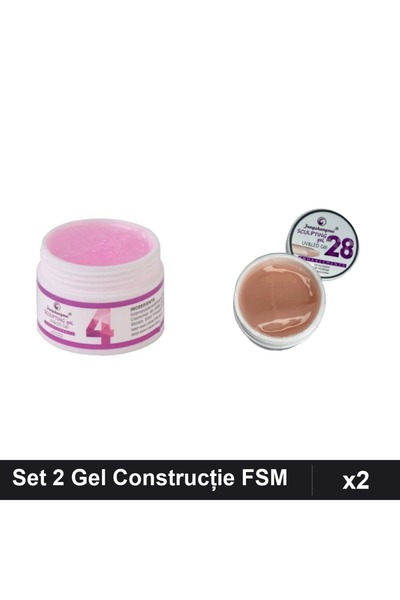Makeup Set 2 Gel Construcție UV LED FSM 15g, Nuante 04 și 28, Manichiură Prof...