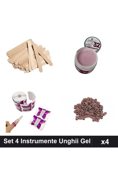 Makeup Set 4 Instrumente Manichiură Gel UV LED, Spatulă Lemn, Builder Gel 15g...
