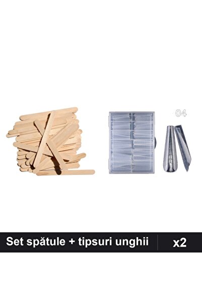 Makeup Set Îngrijire Unghii 2în1: 10 Spătule Lemn Ceară + 120 Tipsuri Reutili...