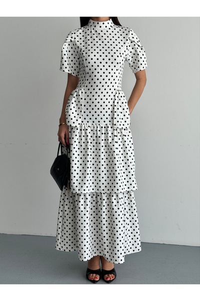 Ekim Store Ruffle Skirt Polka Dot Dress
